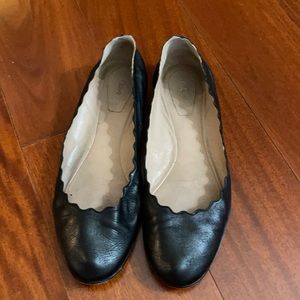 Chloe Lauren Scalloped Leather Ballet Flats
